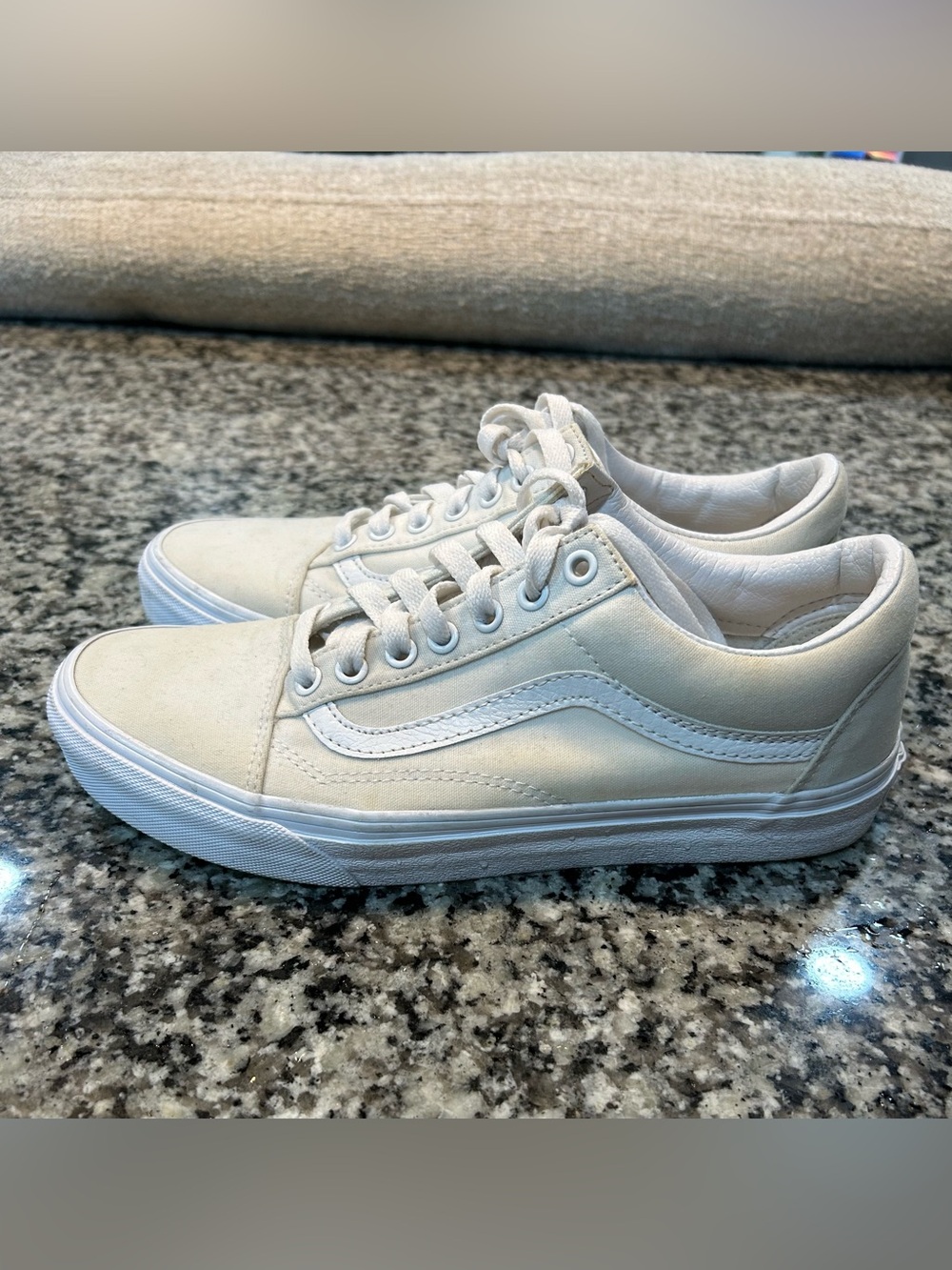 Vans Off-White Low-Top Canvas & Suede Sneakers